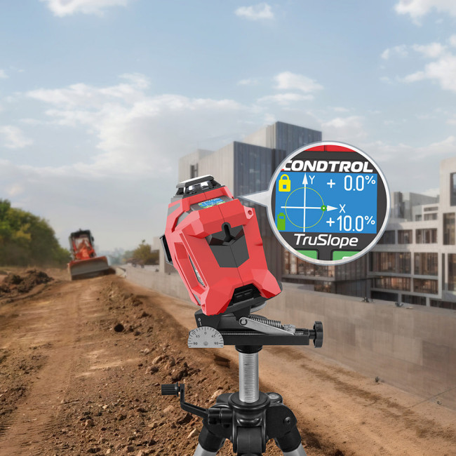 Лазерный нивелир CONDTROL TruSlope(40м/80м, IP65, 1/4", 5/8", Зелёный, Класс II, 520 нм < 1 мВт)