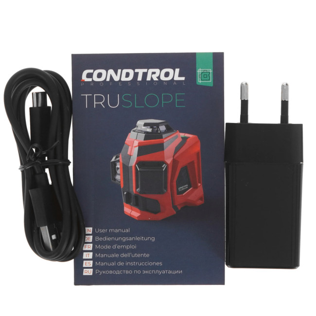 Лазерный нивелир CONDTROL TruSlope(40м/80м, IP65, 1/4", 5/8", Зелёный, Класс II, 520 нм < 1 мВт)