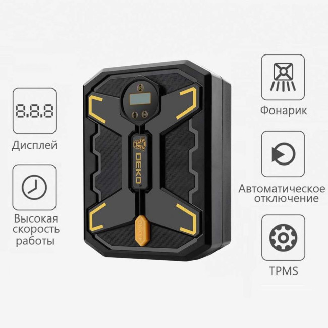 Насос автомобильный цифровой Deko DKCP150Psi-LCD (1100Вт, 5,60 атм, 25 л/мин)