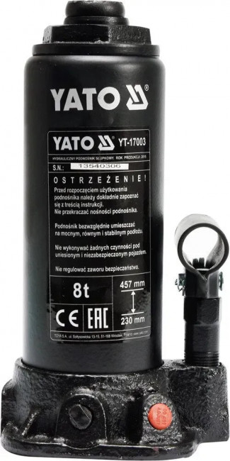 Домкрат гидравлический YATO (макс.8 тонн,высота 230-457мм) Домкрат гидравлический YATO (макс.8 тонн,высота 230-457мм)