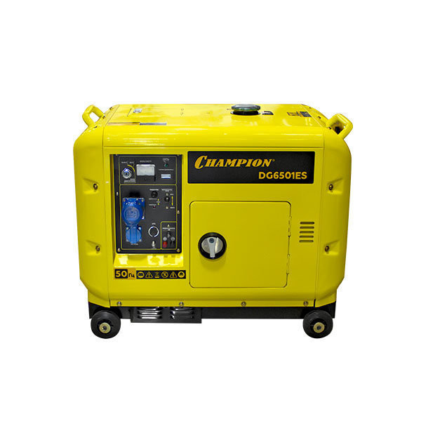 Генератор диз. СHАMPION DG6501ES+ATS (5/5,5кВт 8,9лс 16л 12V 160кг,эл.стартер,колеса,счетчик,кожух)