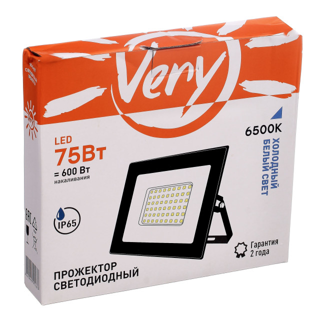 Прожектор светодиодный 70Вт, IP65 6500К, черный VERY