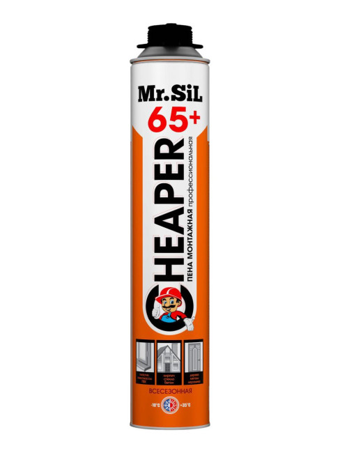 Пена монтажная Mr.Sil Cheaper 65+ профи всесезоная 12шт, 800гр Пена монтажная Mr.Sil Cheaper 65+ профи всесезоная 12шт, 800гр