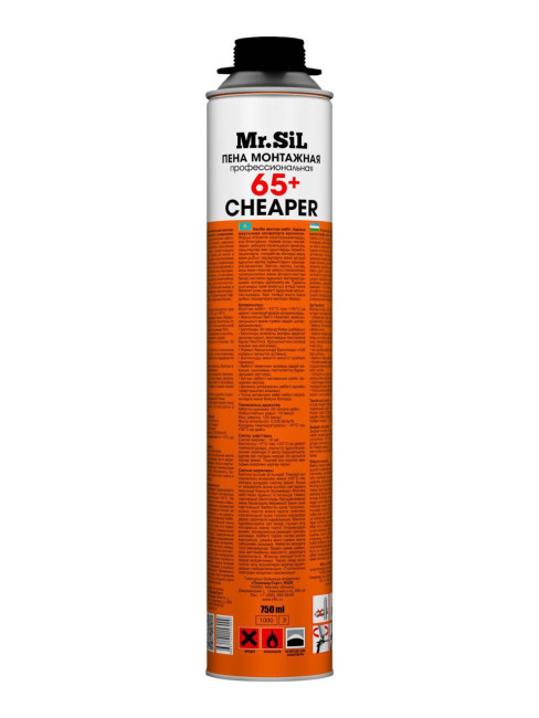 Пена монтажная Mr.Sil Cheaper 65+ профи всесезоная 12шт, 800гр Пена монтажная Mr.Sil Cheaper 65+ профи всесезоная 12шт, 800гр