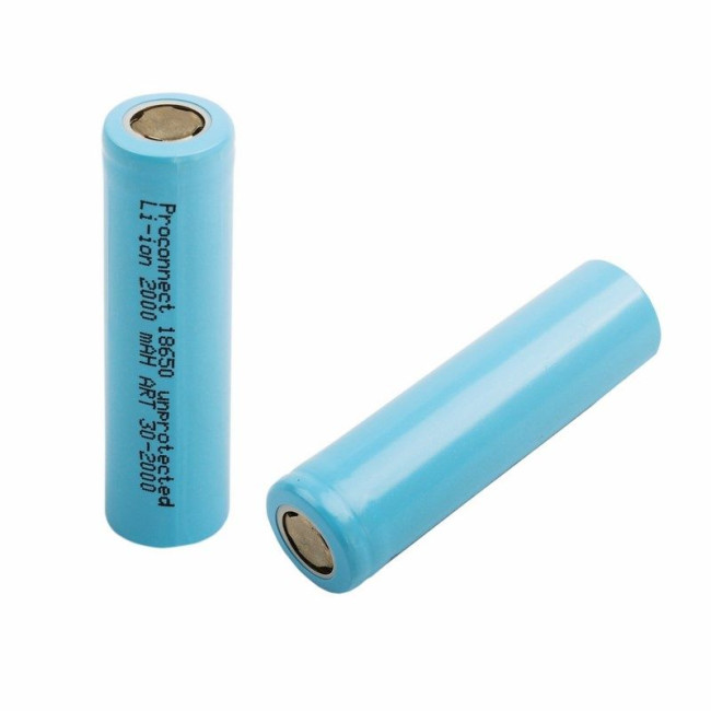 Аккумулятор Li-ion 18650, 3,7В, 2000мАч, без платы защиты, плоский контакт, 1 шт, бопп пакет PROconnect Аккумулятор Li-ion 18650, 3,7В, 2000мАч, без платы защиты, плоский контакт, 1 шт, бопп пакет PROconnect