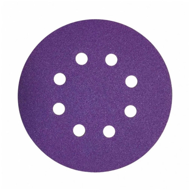 Диск шлифовальный ABRAFORCE Purple Film на плёночной основе  8 отв.  125мм Р240 (уп. 5 шт.)