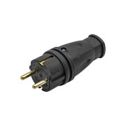 Вилка прямая каучук, с/з, 16А 250В IP44, черная VERY