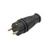 Вилка прямая каучук, с/з, 16А 250В IP44, черная VERY