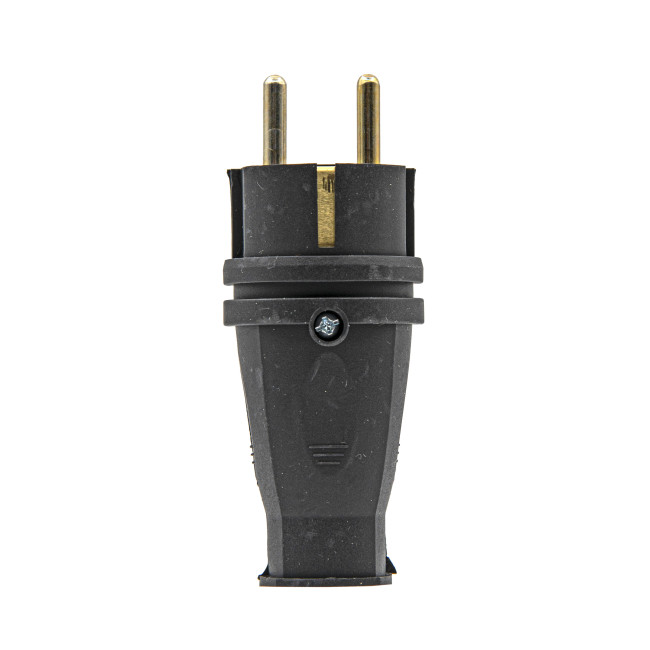 Вилка прямая каучук, с/з, 16А 250В IP44, черная VERY