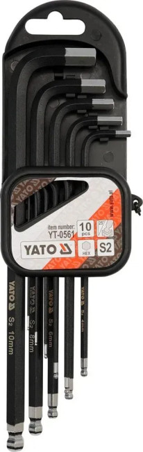 Набор шестигранников 10 предмет, с шаром ПРОФИ YATO (1,27мм - 10мм)