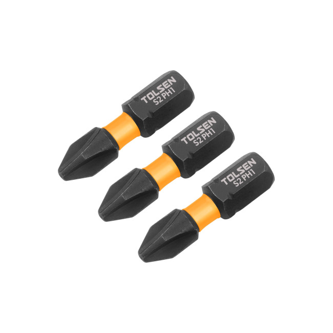 Биты торсионные Industrial PH2 x 25 мм, 1/4", S2, магнит, 3 шт TOLSEN