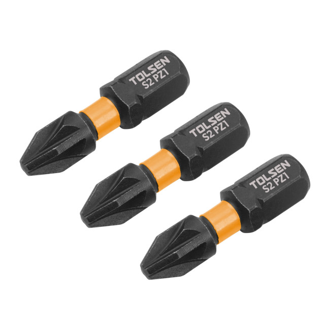 Биты торсионные Industrial PZ2 x 25 мм, 1/4", S2, магнит, 3 шт TOLSEN