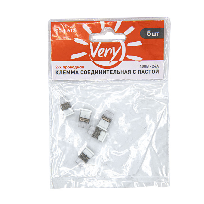 Клемма соединительная с пастой, 2-х проводная, 400В, 24А, 5шт VERY