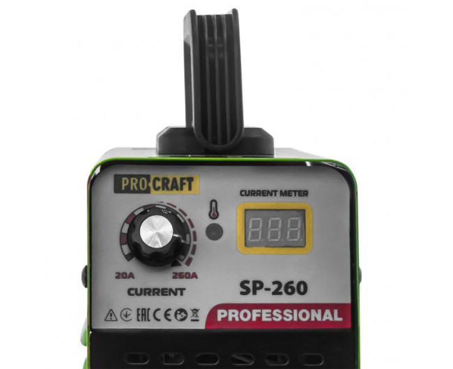 Инверторный сварочный аппарат SP260 Procraft (5,5 кВт, MMA, 20-260 А, электрод 1,5-4,0 мм,LED,IP21)