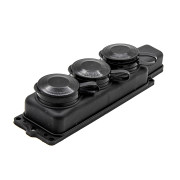 Колодка каучук, 3 розетки, с крышками, с/з, 16А, IP44, черная VERY