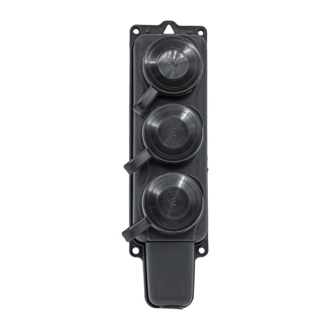 Колодка каучук, 3 розетки, с крышками, с/з, 16А, IP44, черная VERY