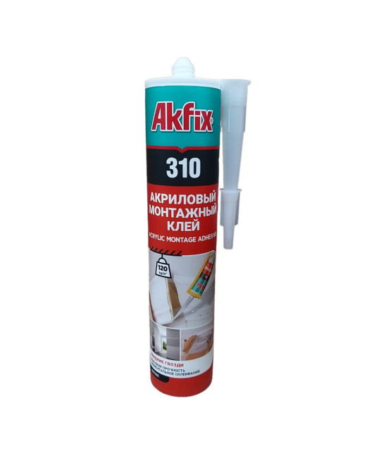 Жидкие гвозди AKFIX 310 акриловый белый, 310мл (24шт)