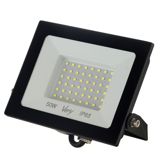 Прожектор светодиодный 50Вт, IP65 6500K, черный VERY