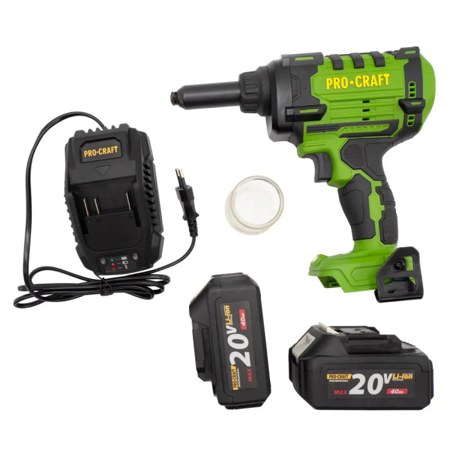 Заклепочник аккумуляторный PRG20 Procraft Universal (20В, 10000 Н, 2 АКБ, BMC)