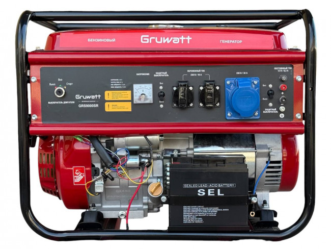 Генератор бензиновый GRS9000SR GRUWATT(190F, 18 л.с., 3600 об/мин, 25 л, 220/380 В, 7.0/7.5 кВт)