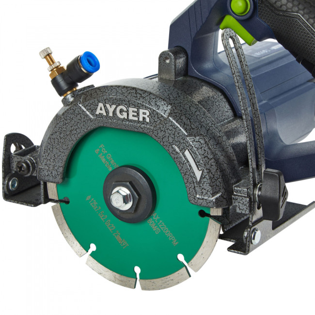 Дисковая пила по плитке DS1400/125 AYGER(1400 Вт,13000 об/мин,22.2 мм,125 мм,5",водяное охлаждение)