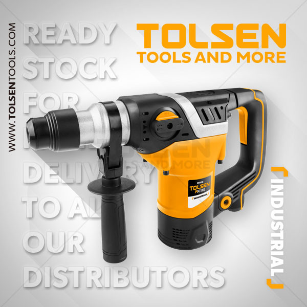 Перфоратор Industrial TOLSEN (1500 Вт, 5.5 Дж, SDS+, 780 об/мин, 4300 уд/мин, 3 режима, 220 В, кейс)