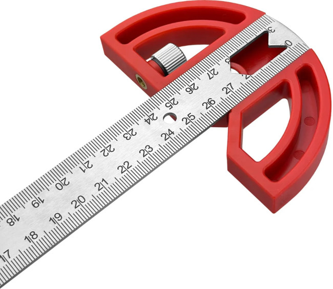 Линейка разметочная 7в1, 300х25мм INOX+пластик PA66 толщина 1,7 мм VERTEXTOOLS PROFI