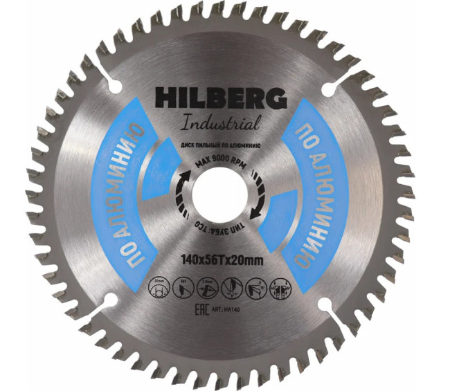 Диск пильный Hilberg Industrial Алюминий 140*20*56Т HA140 Диск пильный Hilberg Industrial Алюминий 140*20*56Т HA140