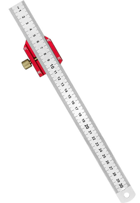 Линейка разметочная для деревообработки, 300х25мм INOX+AL толщина 1,7 мм VERTEXTOOLS PROFI