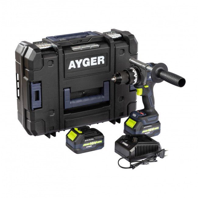 Аккумуляторный шуруповерт AP20BL4-160 AYGER(18В, 160 Нм,0-500/0-2000 об/мин,22500 уд/мин,бесщеточ)