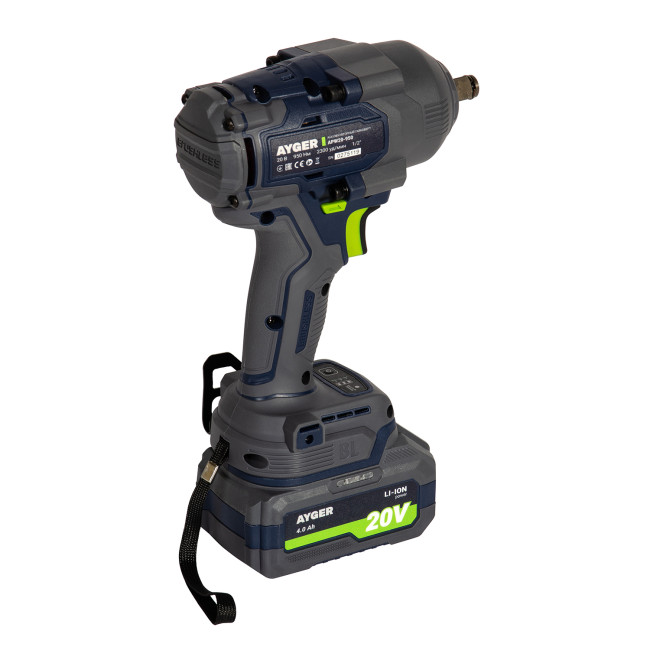 Гайковерт аккумуляторный бесщеточный APW20/950 AYGER(20В, 950 Нм, 1/2", 2300 уд/мин, 2400 об/мин) Гайковерт аккумуляторный бесщеточный APW20/950 AYGER(20В, 950 Нм, 1/2", 2300 уд/мин, 2400 об/мин)