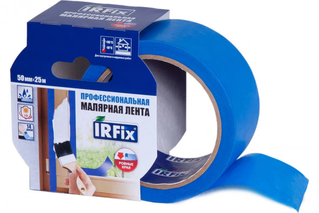 Лента малярная для деликатных поверностей синяя IRFix 50х25м (36шт/кор)