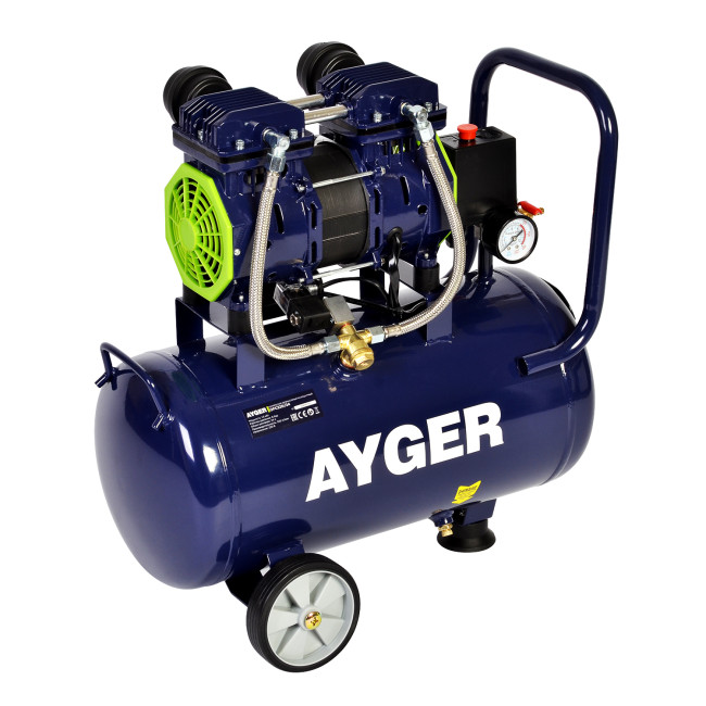 КОМПРЕССОР БЕЗМАСЛЯНЫЙ МАЛОШУМНЫЙ AYGER OFC320-24(1,5 кВт, 320 л/мин, 24 л, 8 бар, 2800 об/мин)