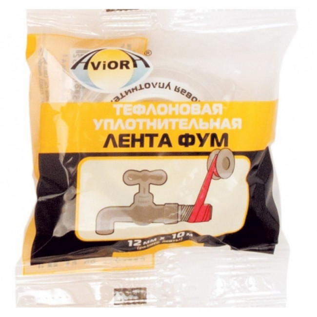 Лента тефлоновая уплотнительная (ФУМ), 12 мм х 10 м, AVIORA