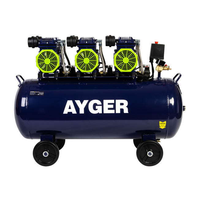 КОМПРЕССОР БЕЗМАСЛЯНЫЙ МАЛОШУМНЫЙ AYGER OFC630-100(4,5 кВт, 8 бар1/4, 500 л/мин, 100 л)
