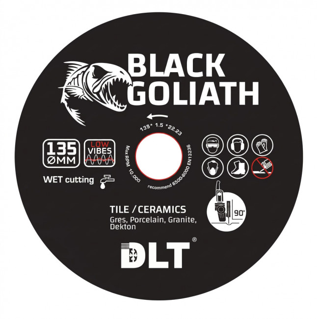 Диск алмазный DLT Black Goliath (ЗАВОДСКОЙ РЕЗ), 135x1,5мм  Ø22,23 из черной смолы