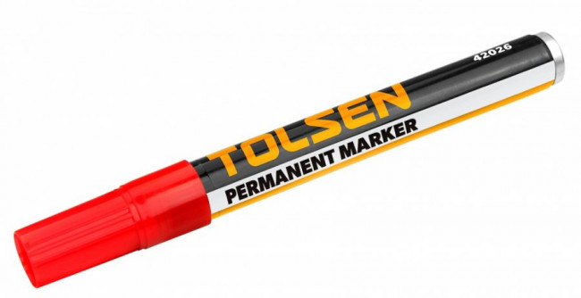 Маркер Перманентный Красный 2мм TOLSEN (12шт)