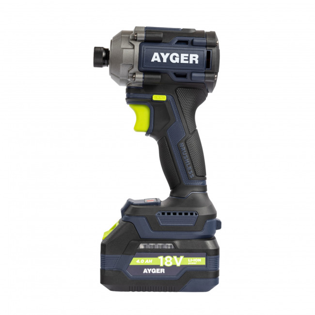 Аккумуляторный бесщеточный винтоверт ABS20BL4 AYGER(18В, 230Нм,3300 об/мин,4500 уд/мин)