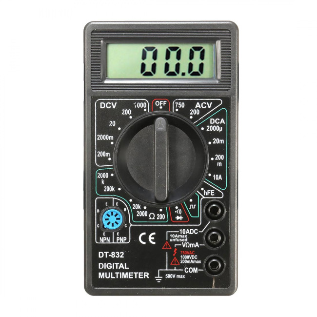 Мультитестер DT-832 NN (1х9B, 0-2МОм, крона(6LR61;6F22;6KR61))