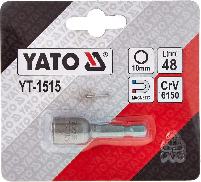 Головка торцевая магнитная (10х48 мм; 1/4") YATO