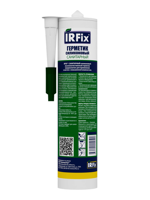 IRFix SANITARY Герметик силиконовый санитарный 310мл белый (16шт/кор) IRFix SANITARY Герметик силиконовый санитарный 310мл белый (16шт/кор)