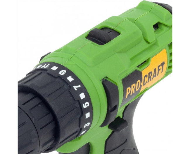 Аккумул. шуруповерт PA12LiCOMPACT Procraft (12В, 20 Нм,0-350/0-1350 об/мин, 18+1, 2 аккум. по 2 А*ч)