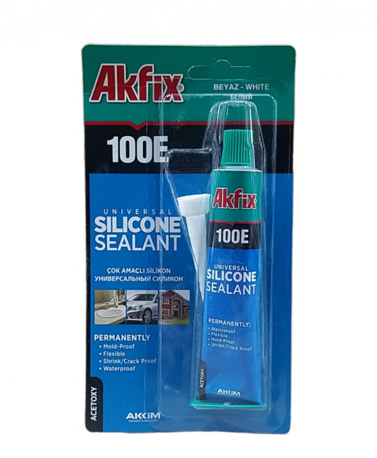 Силикон универсальный AKFIX 100 Е, 50мл белый (Блистер) Силикон универсальный AKFIX 100 Е, 50мл белый (Блистер)