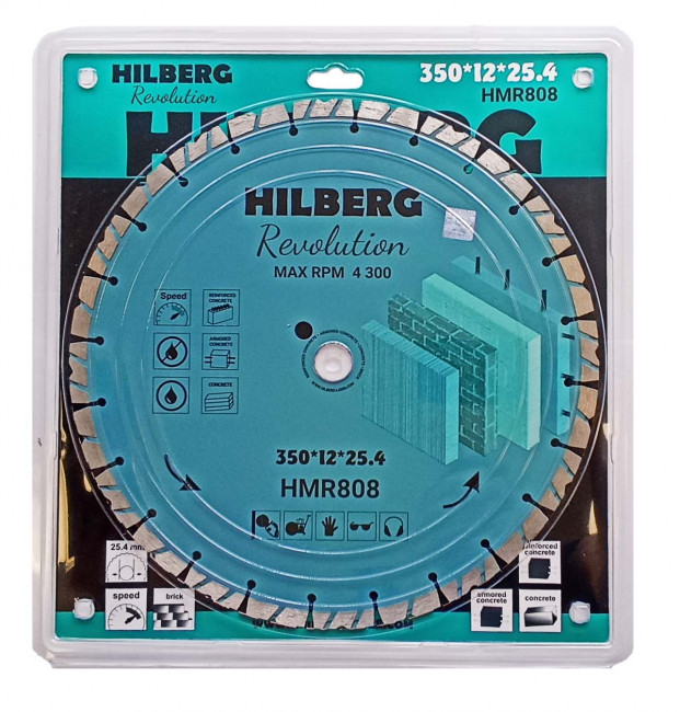 Диск алмазный отрезной 350*25,4*12 Hilberg Revolution