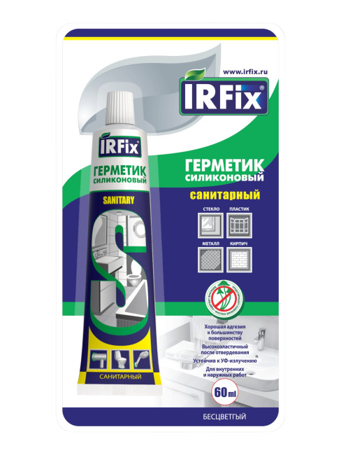 IRFix SANITARY Герметик силиконовый санитарный 60мл белый (12шт/кор)(уп144шт)