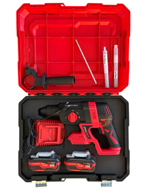 Перфоратор аккумуляторный BLH2019-4 SMART RED(20В,SDS+,1100 об/мин,4500 уд/мин,2 Дж,2АКБ+ЗУ,кейс)