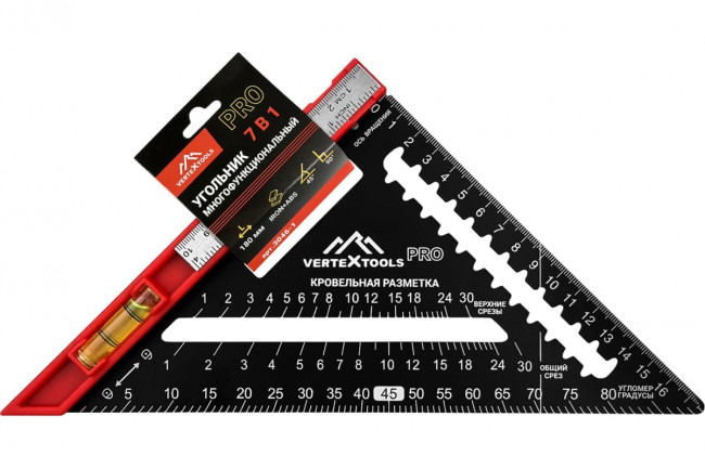 Угольник многофункциональный PROFI 7 в 1, INOX+ABS 1,9мм VERTEX PROFI  (20шт)