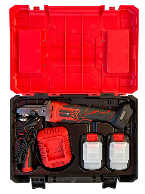 Аккумуляторная УШМ WS11126-4 SMART RED(20В, 125 мм, 3000-9000 об/мин, рег.оборотов, 2АКБ*4Ач, кейс)