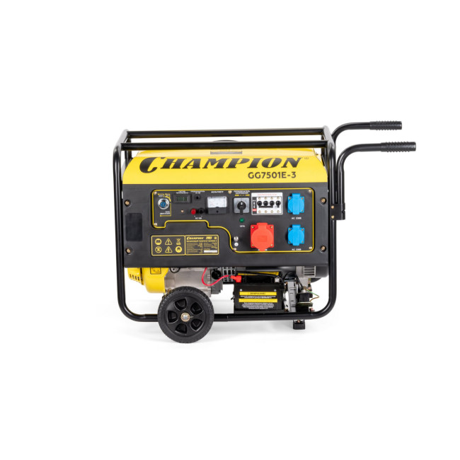 Генератор CHAMPION GG7501E-3 (PRO 400В7,5/8,1кВАcosф=0,8 15лс25л230/12В84,2кг,эл.стартер,счетч.колес Генератор CHAMPION GG7501E-3 (PRO 400В7,5/8,1кВАcosф=0,8 15лс25л230/12В84,2кг,эл.стартер,счетч.колес